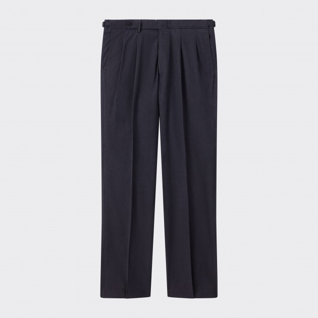 Pleated Coton Gabardine Trousers : Navy