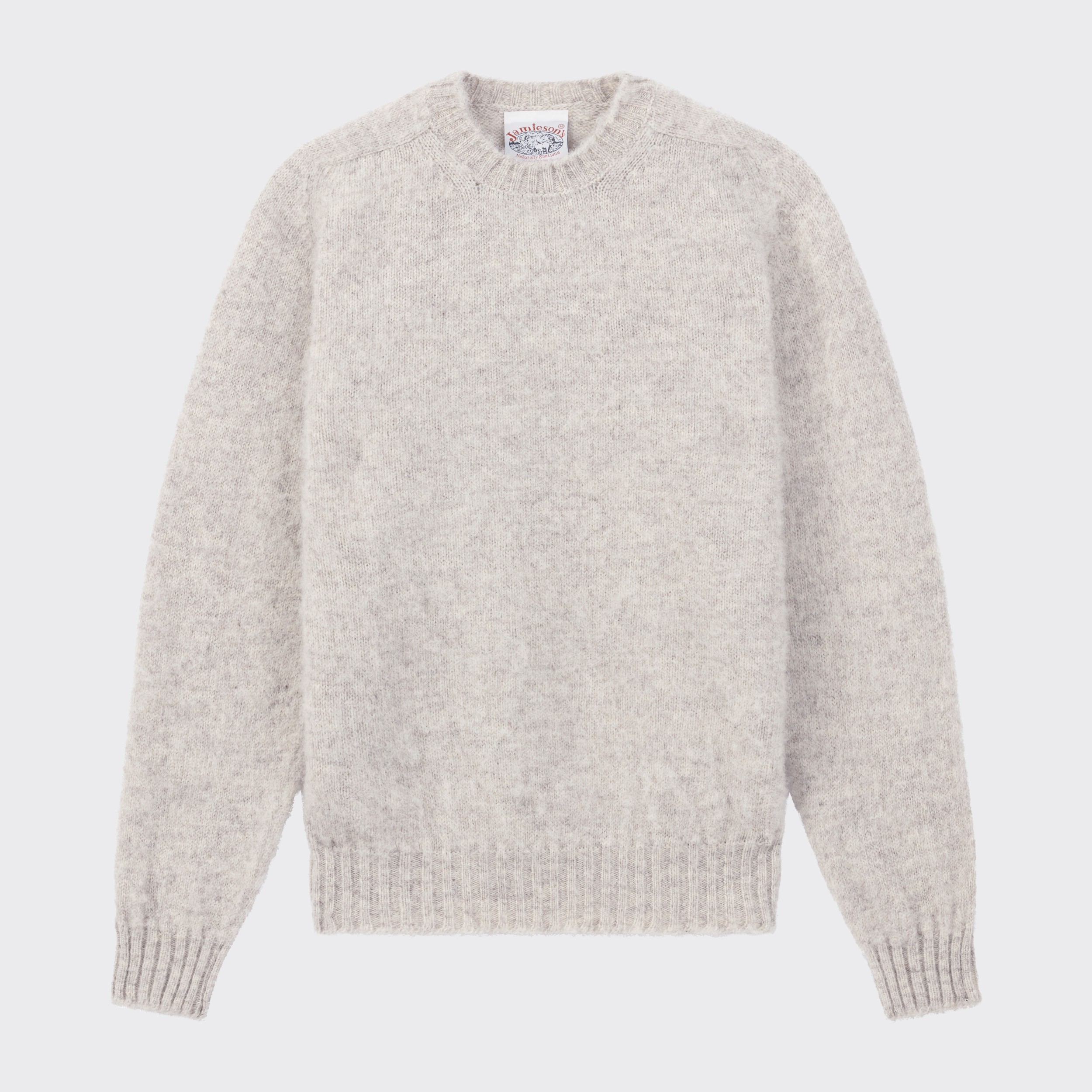 Jamieson's : Brushed Wool Crewneck Knit : Light Grey