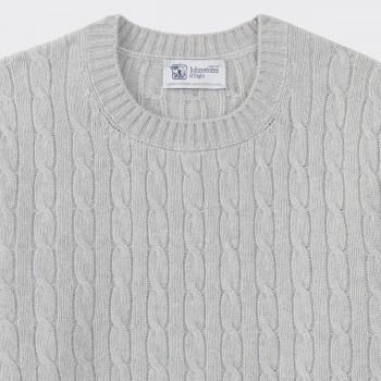 Cashmere Cable Knit Sweater : Pearl Grey 