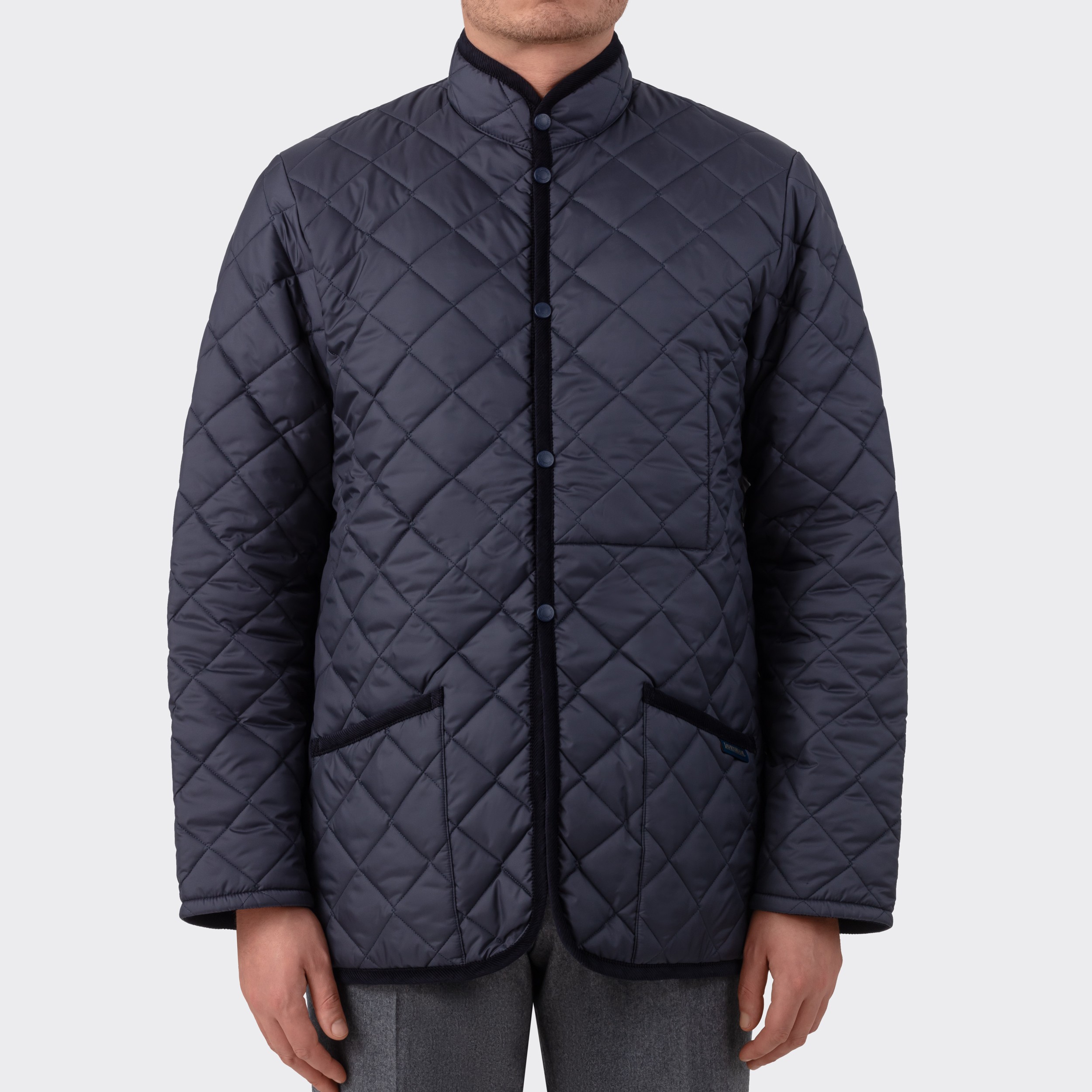 Lavenham : Only for BEIGE | Band Collar Quilted Jacket : Navy