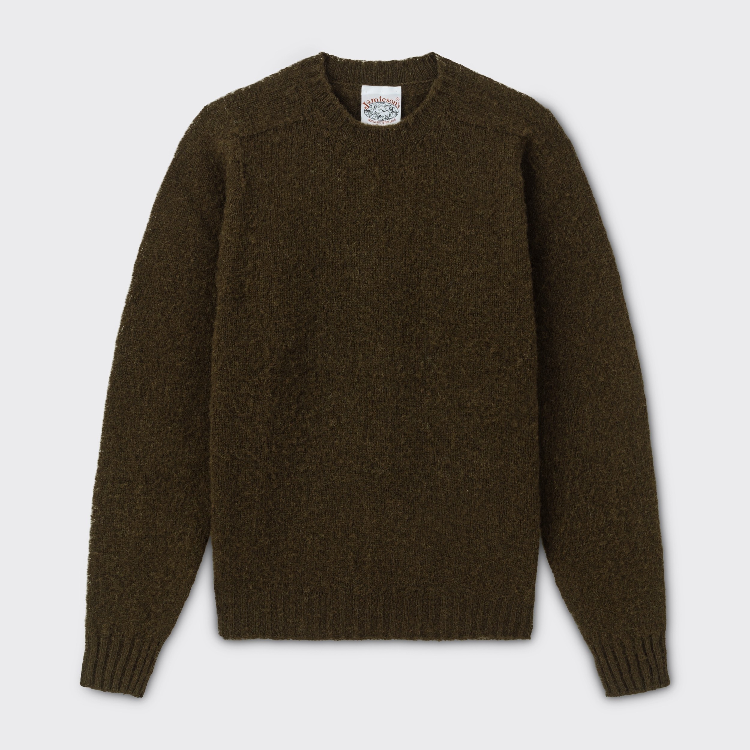 Jamieson s Brushed Wool Crewneck Knit Military Green