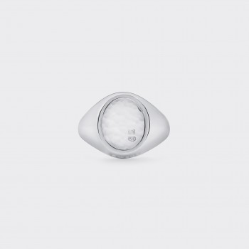 Oval Hammered Signet : 925 Silver/925 Silver