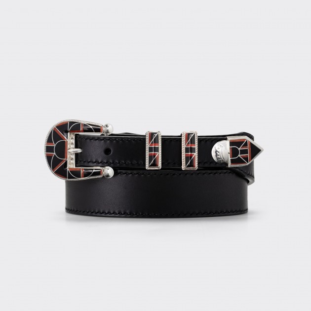 Native American Black Jet & Spiny Oyster Ranger Belt : Black