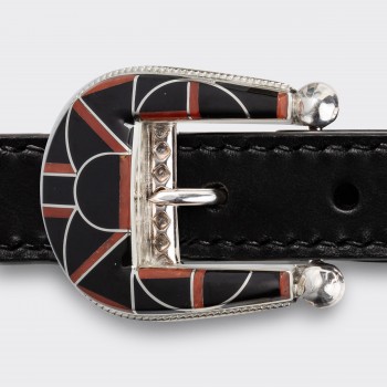Native American Black Jet & Spiny Oyster Ranger Belt : Black