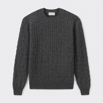 Cashmere Cable Knit Sweater : Grey 