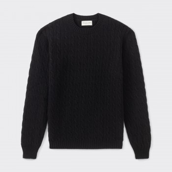 Cashmere Cable Knit Sweater : Black