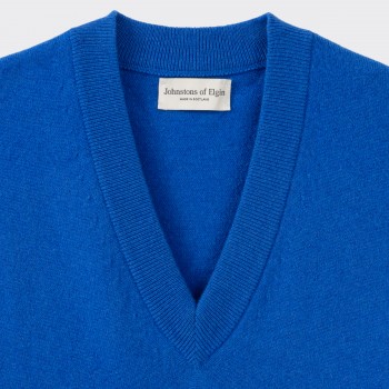 Pull Col V en Cachemire : Bleu Roi