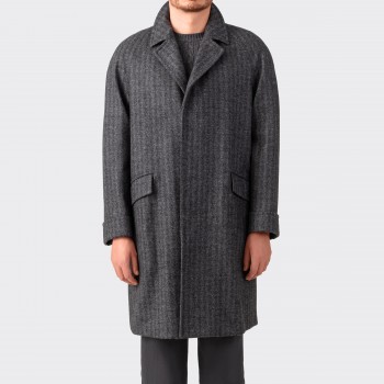 "CORB" Chevron Tweed Coat : Grey