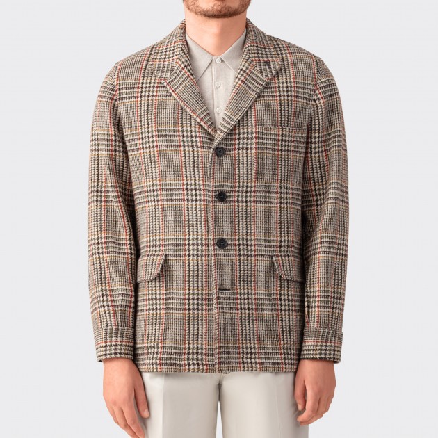 Teba Jacket Harris Tweed : Beige/Marron/Olive/Rouge Vermillon 