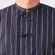 Stripes Mandarin Shirt : Navy/White