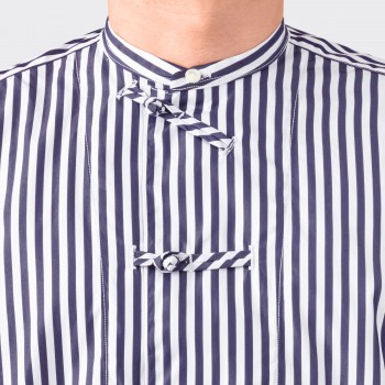 Candy Stripes Mandarin Shirt : White/Navy