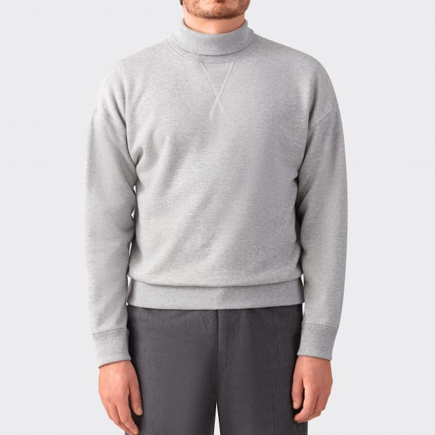 Sweatshirt à Col Roulé : Gris Chiné