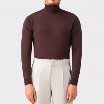 Roll Neck Merino Wool : Brown