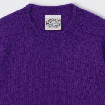 Pull Col Rond Laine Peignée : Violet