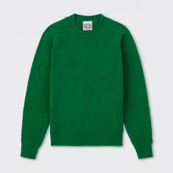 Pull Col Rond Laine Peignée : Vert Irlandais