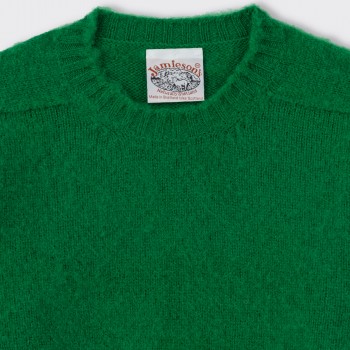 Pull Col Rond Laine Peignée : Vert Irlandais