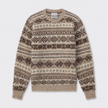 Pull Fair Isle Peigné : Beige