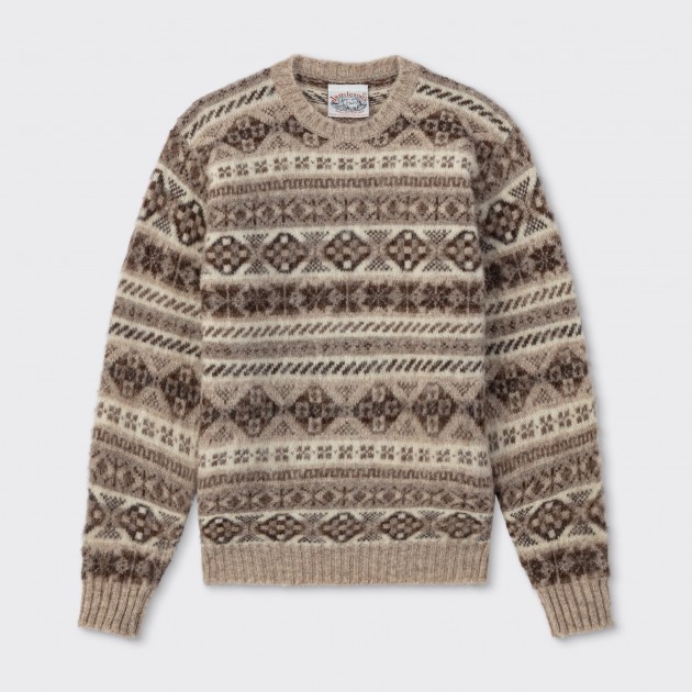 Pull Fair Isle Peigné : Beige