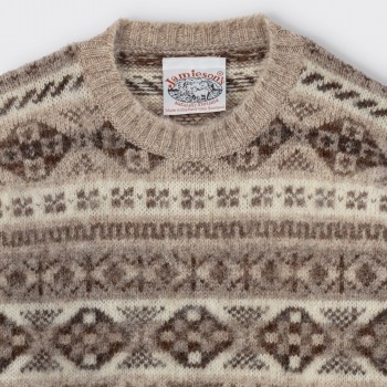 Pull Fair Isle Peigné : Beige