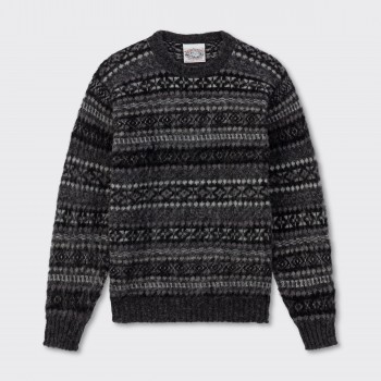 Pull Fair Isle Peigné : Gris Foncé