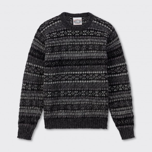 Brushed Fair Isle Sweater : Dark Grey