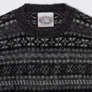 Brushed Fair Isle Sweater : Dark Grey