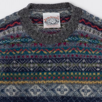 Pull “Hiking” Fair Isle Peigné : Gris