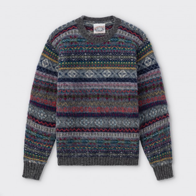 Hiking Brushed Fair Isle Sweater : Grey