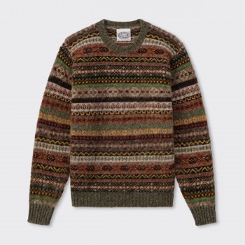 Hiking Brushed Fair Isle Sweater : Brown