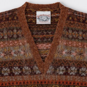 Pull Sans Manches Fair Isle Peigné : Marron