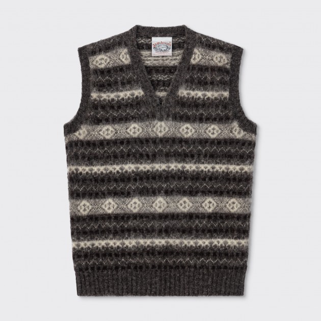 Brushed Fair Isle Vest : Grey