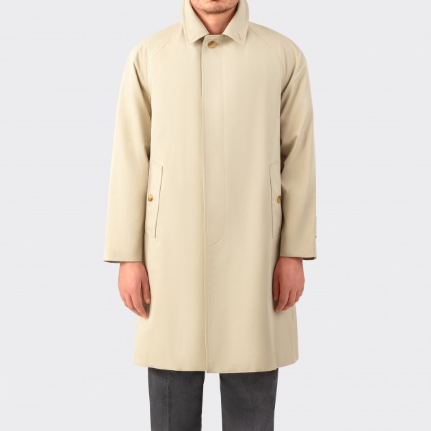 Grenfell : Gabardine Raglan Overcoat : Stone