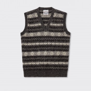 Brushed Fair Isle Vest : Grey