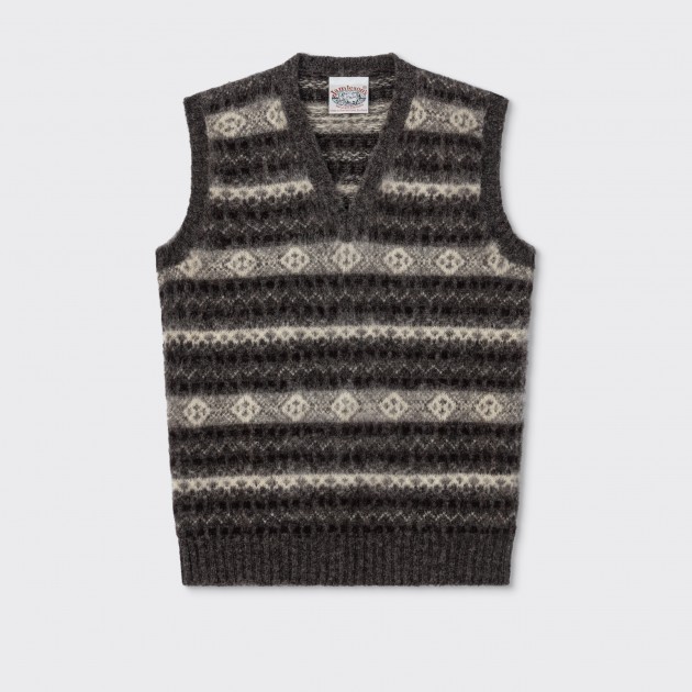 Brushed Fair Isle Vest : Grey