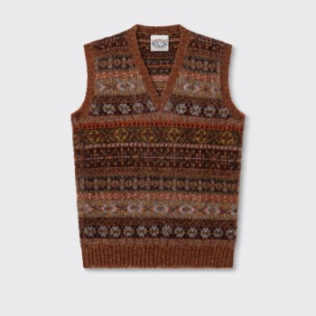 Brushed Fair Isle Vest : Brown