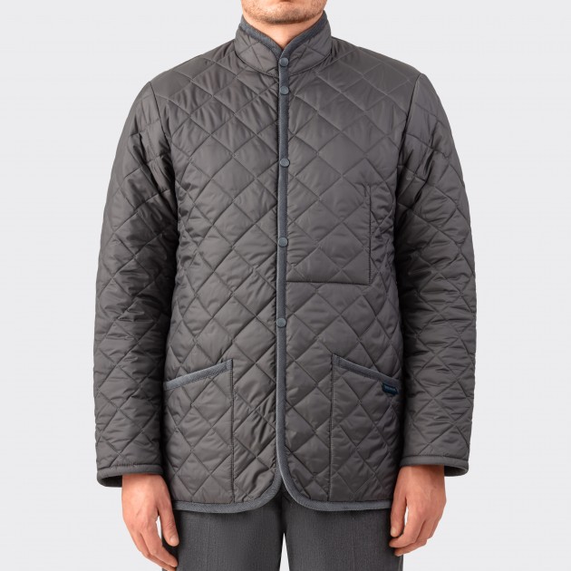 Only for BEIGE | Band Collar Quilted Jacket : Grey