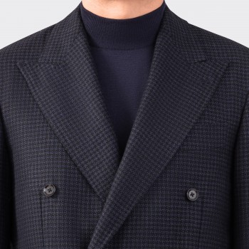 Double Breasted Checked “Balloon” Jacket : Navy/Black