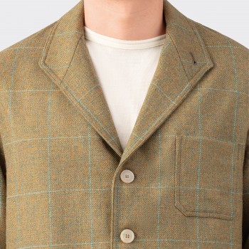 Windowpane Tweed Teba Jacket : Olive/Turquoise