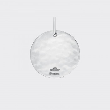 34 mm Hammered Simple Charm : 925 Silver