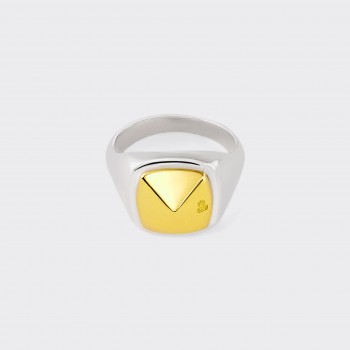 Bunney : Mini Stud Cushion Signet 925 Silver/18ct Yellow Gold