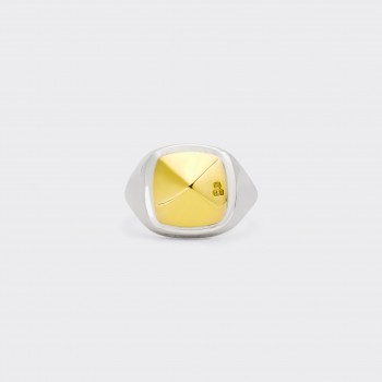 Bunney : Mini Stud Cushion Signet 925 Silver/18ct Yellow Gold