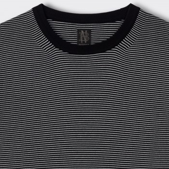Batoner : Batoner : Long-Sleeve Cotton T-shirt : Black/White