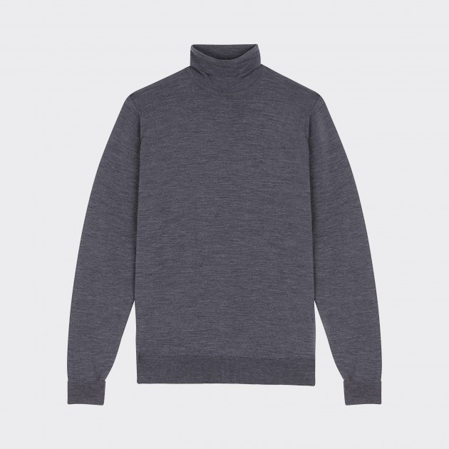 Pull Col Roulé Laine Mérinos : Gris Foncé