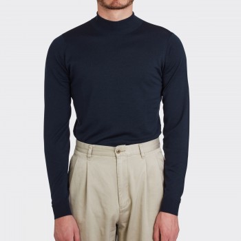 Mock Neck Merino Wool : Dark Navy