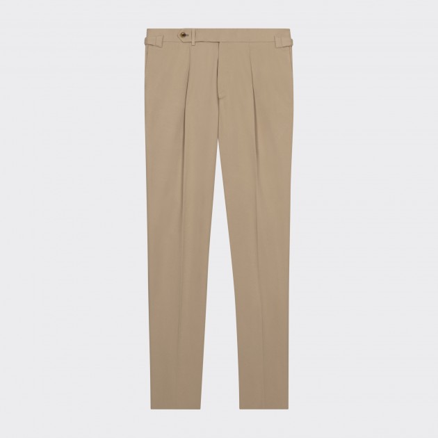 Pantalon en Gabardine à Pinces : Beige  