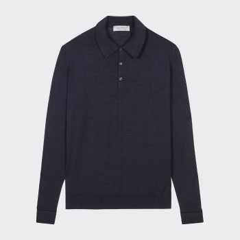 Long-Sleeve Merino Wool Polo : Dark Grey