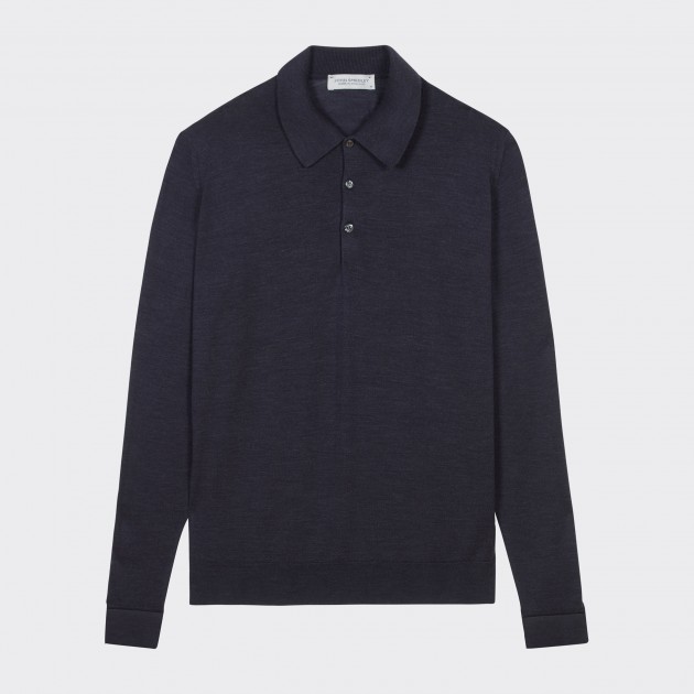 Merino Wool Long Sleeves Polo Shirt : Dark Grey