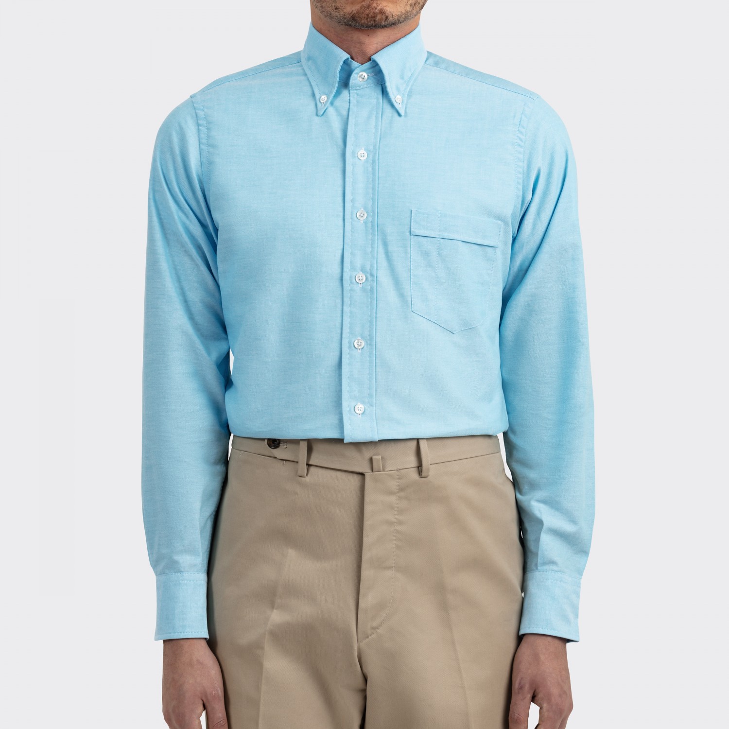 Drake S Chemise Col Boutonne Oxford Turquoise